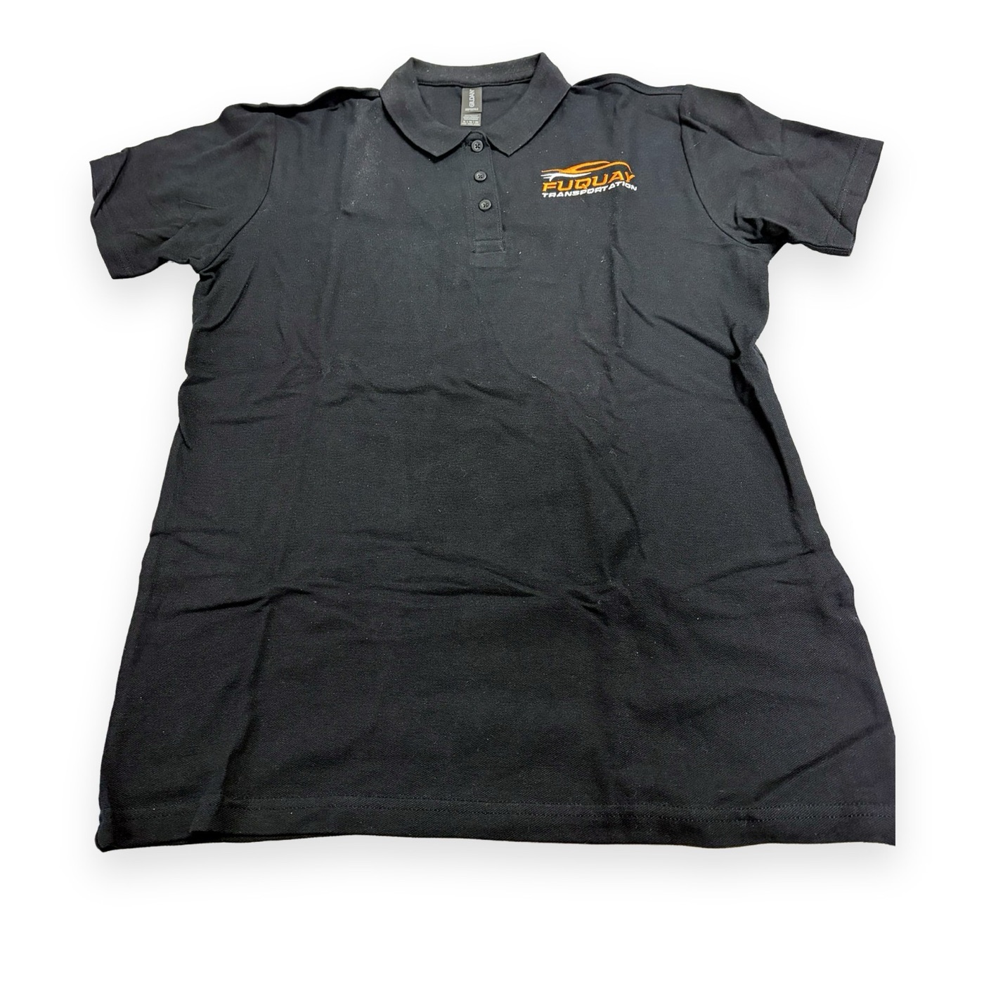 Black polo, embroidered Fuquay Transportation logo
