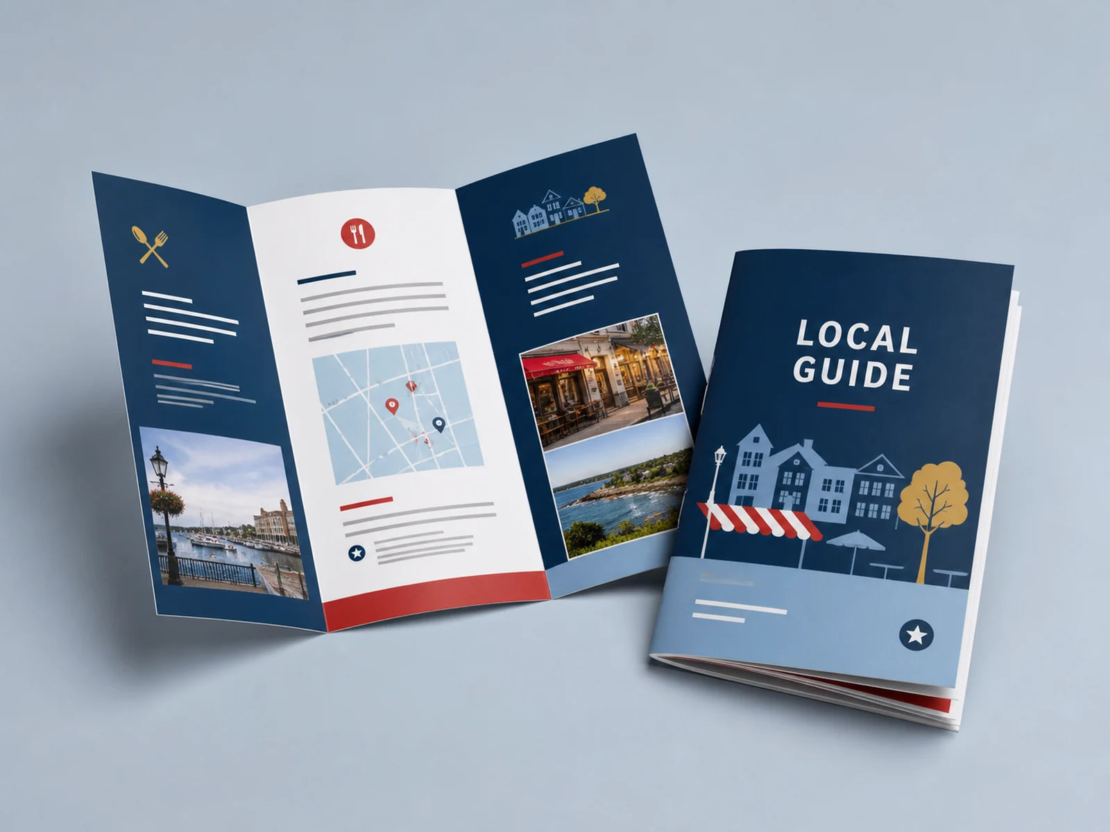 Folded brochures and a saddle stitched booklet printed at Signature Postal