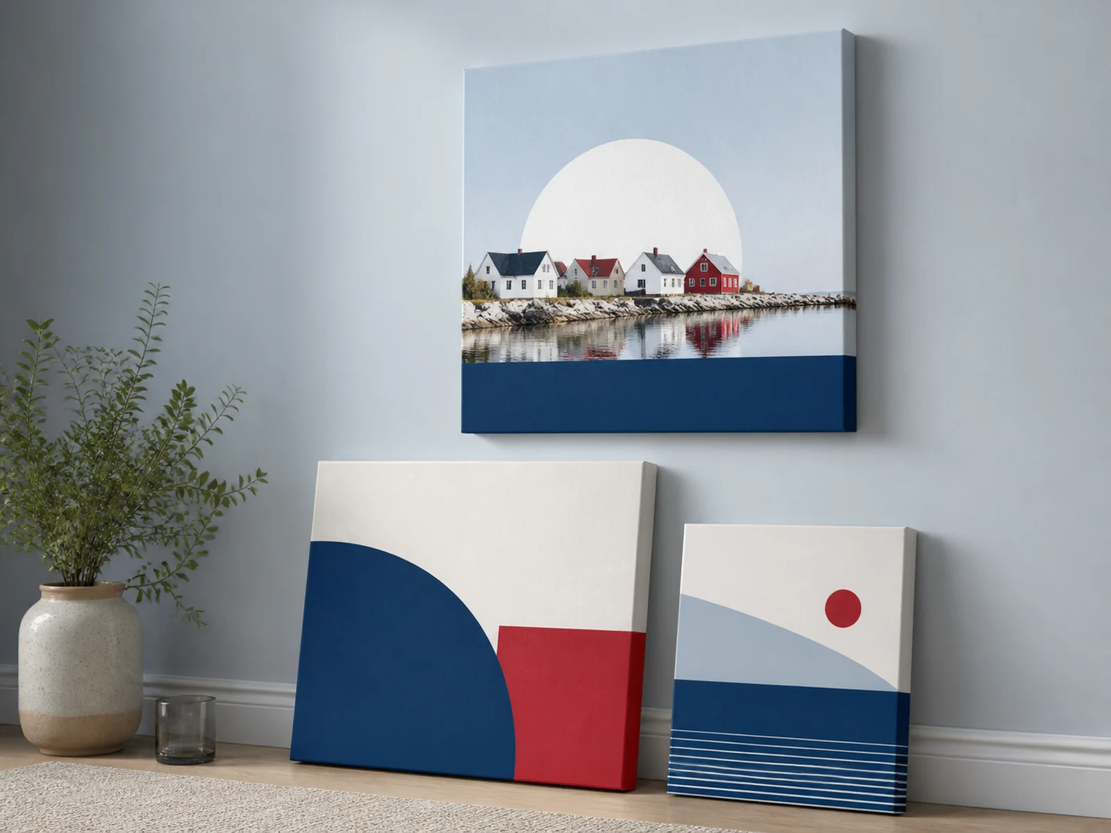 Gallery wrapped canvas prints hanging on a wall